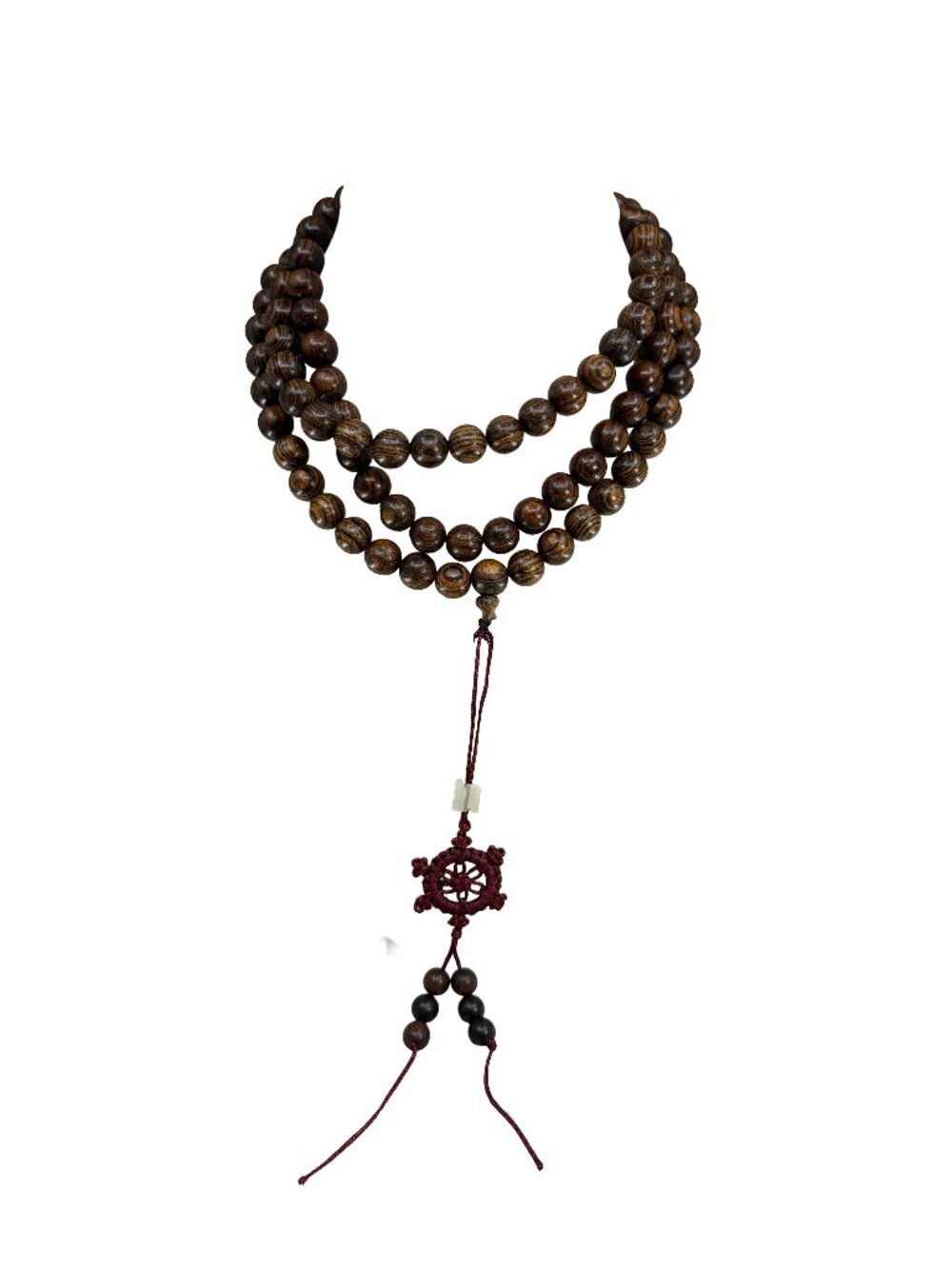 Tiger Stripe Sandalwood Wood Mala Prayer 108 Beads Bracelet Necklace 10mm 68.4g